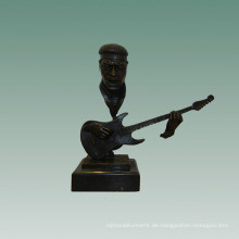 Büsten Messing Statue Bass Player Dekoration Bronze Skulptur Tpy-755